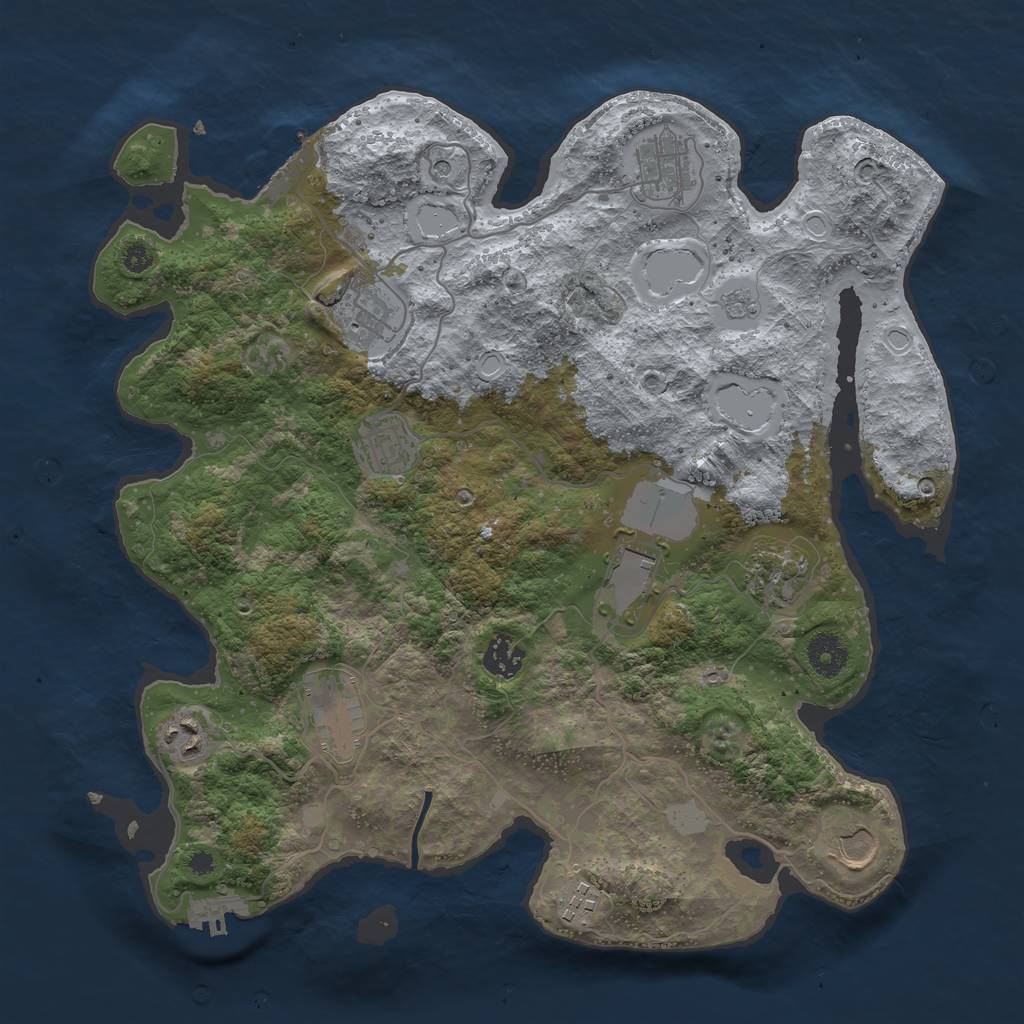 Rust Map: Procedural Map, Size: 3700, Seed: 3408218, 17 Monuments