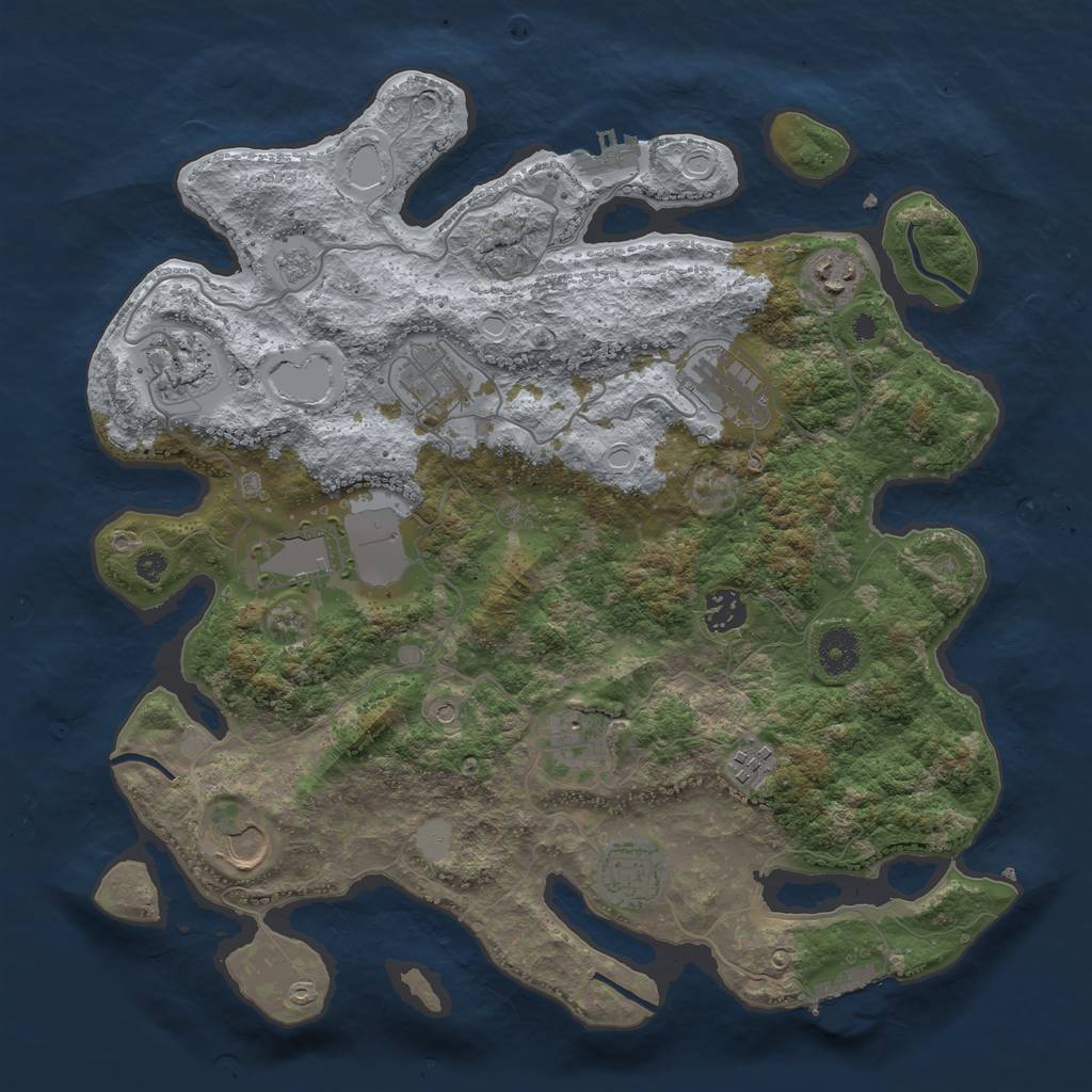 Rust Map: Procedural Map, Size: 3700, Seed: 2846133, 17 Monuments