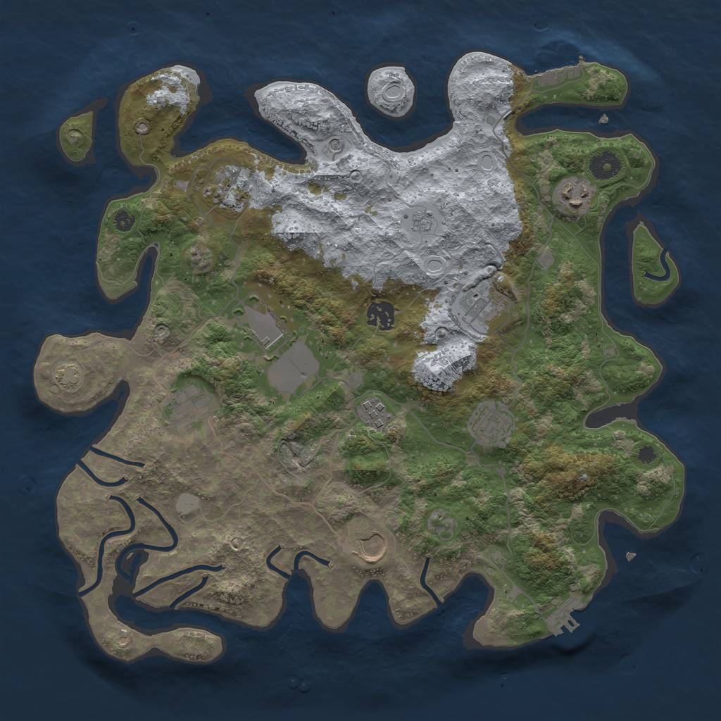 Rust Map: Procedural Map, Size: 3700, Seed: 954623, 17 Monuments