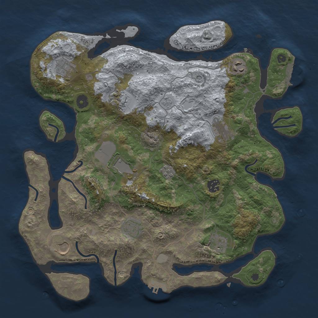 Rust Map: Procedural Map, Size: 3700, Seed: 828274, 17 Monuments