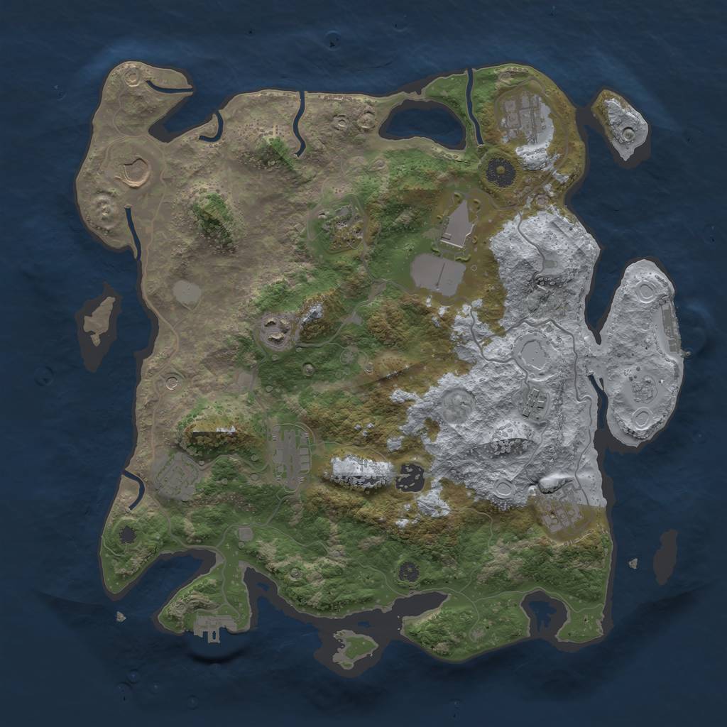 Rust Map: Procedural Map, Size: 3700, Seed: 3472863, 17 Monuments