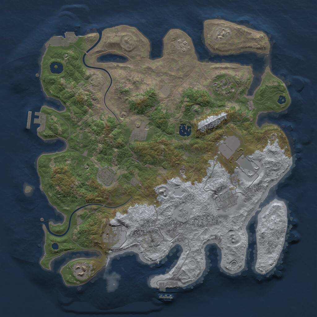 Rust Map: Procedural Map, Size: 3700, Seed: 316984, 15 Monuments