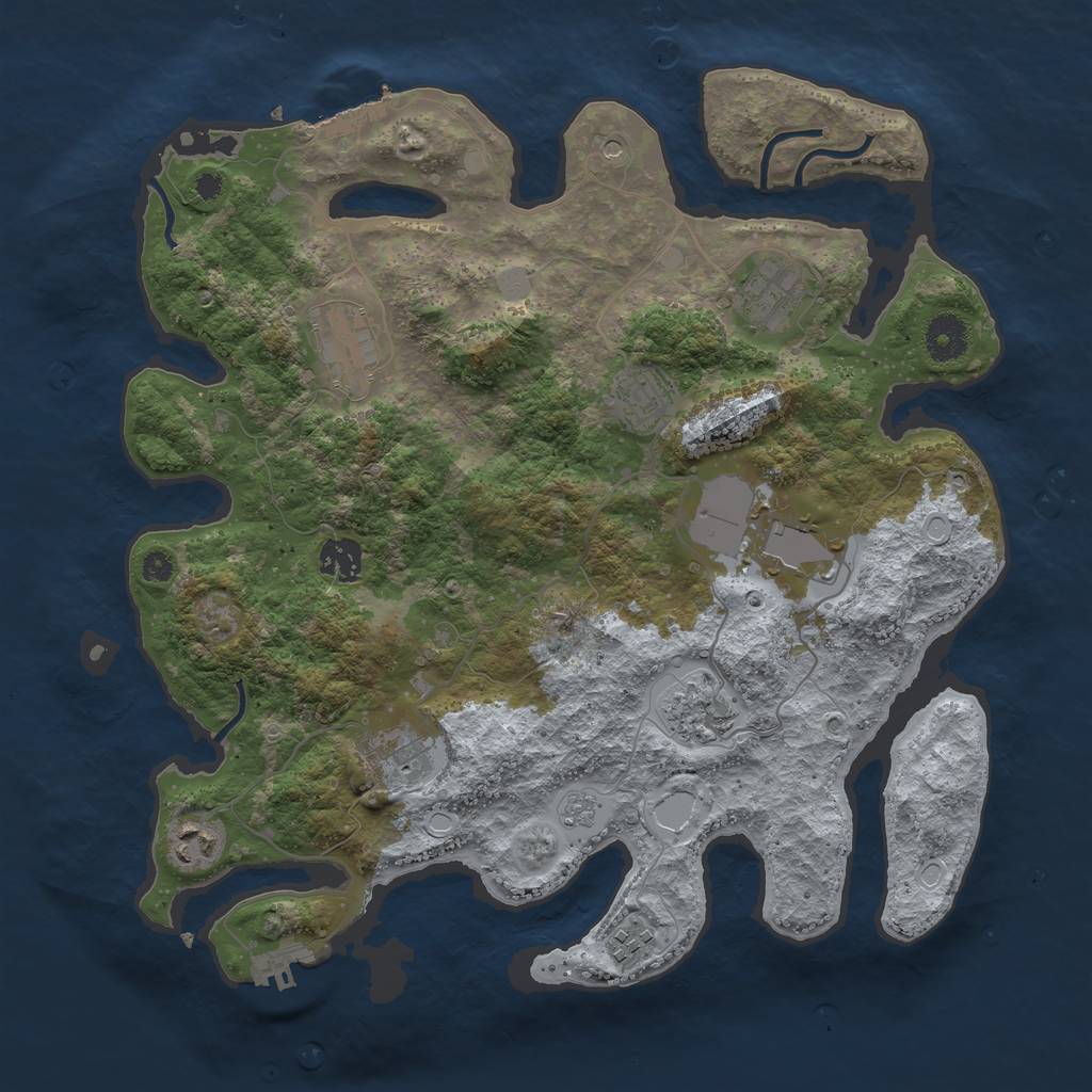 Rust Map: Procedural Map, Size: 3700, Seed: 316984, 16 Monuments