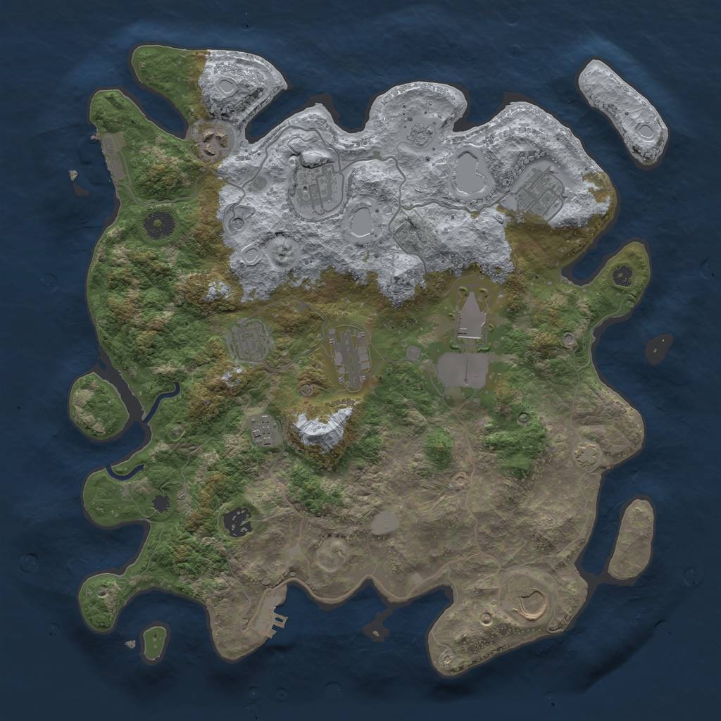 Rust Map: Procedural Map, Size: 3700, Seed: 3445714, 17 Monuments