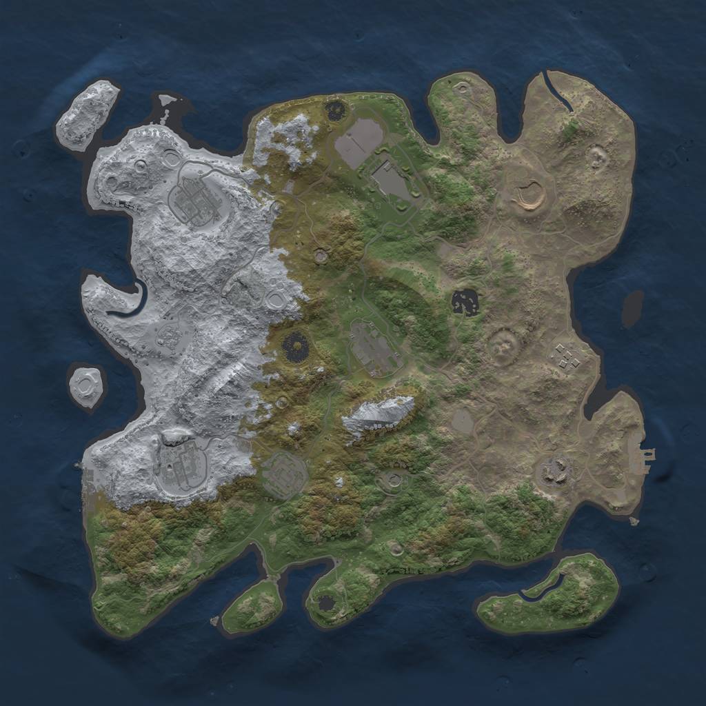 Rust Map: Procedural Map, Size: 3700, Seed: 488222, 16 Monuments