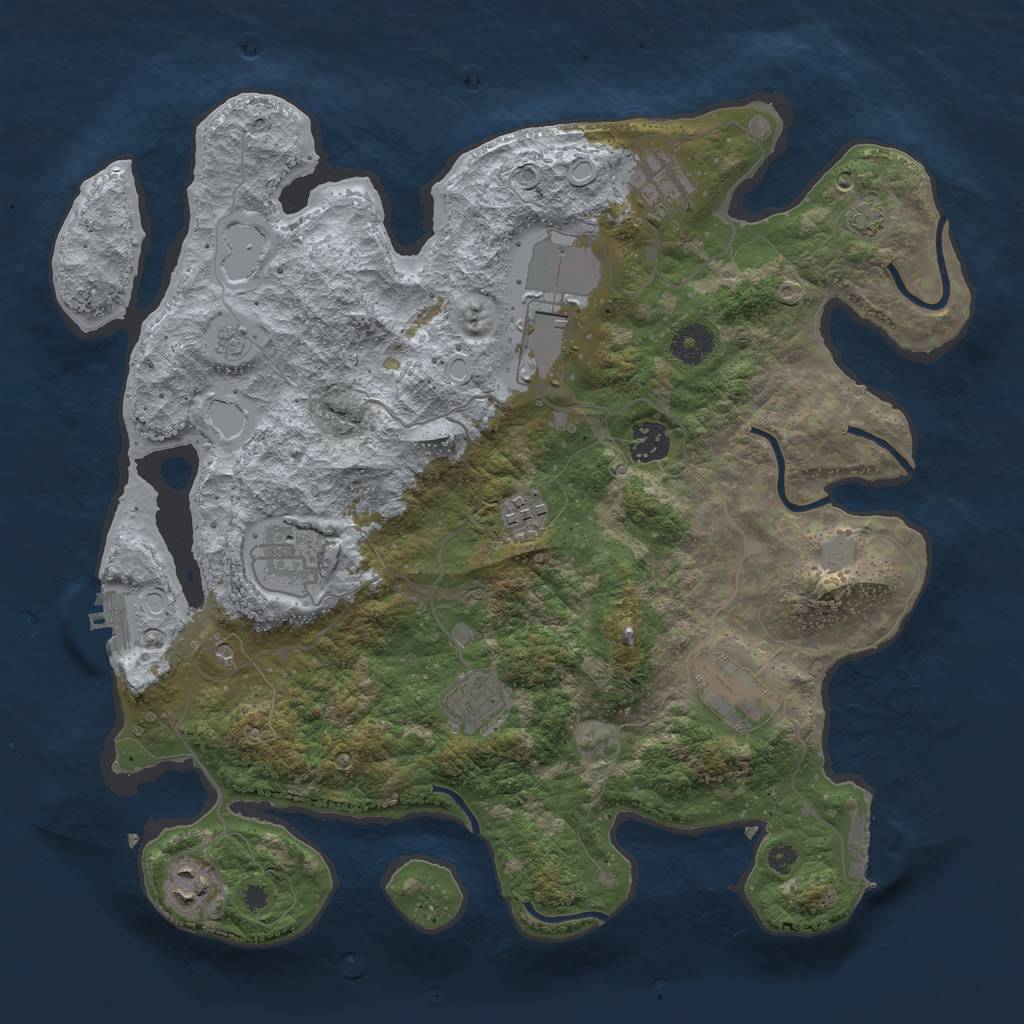 Rust Map: Procedural Map, Size: 3700, Seed: 1676671, 16 Monuments