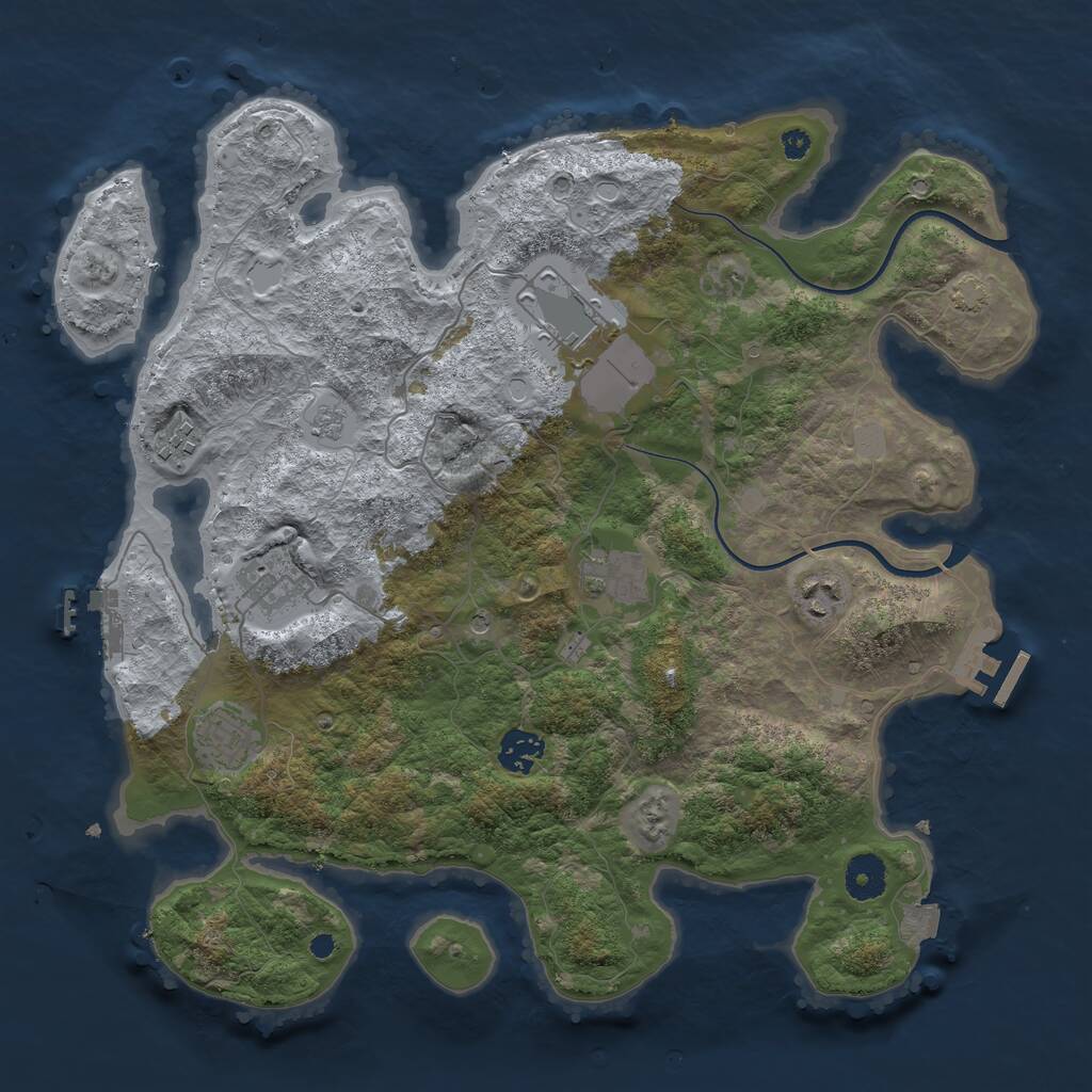 Rust Map: Procedural Map, Size: 3700, Seed: 1676671, 13 Monuments