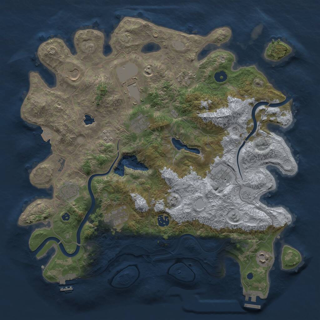 Rust Map: Procedural Map, Size: 4000, Seed: 546862, 16 Monuments
