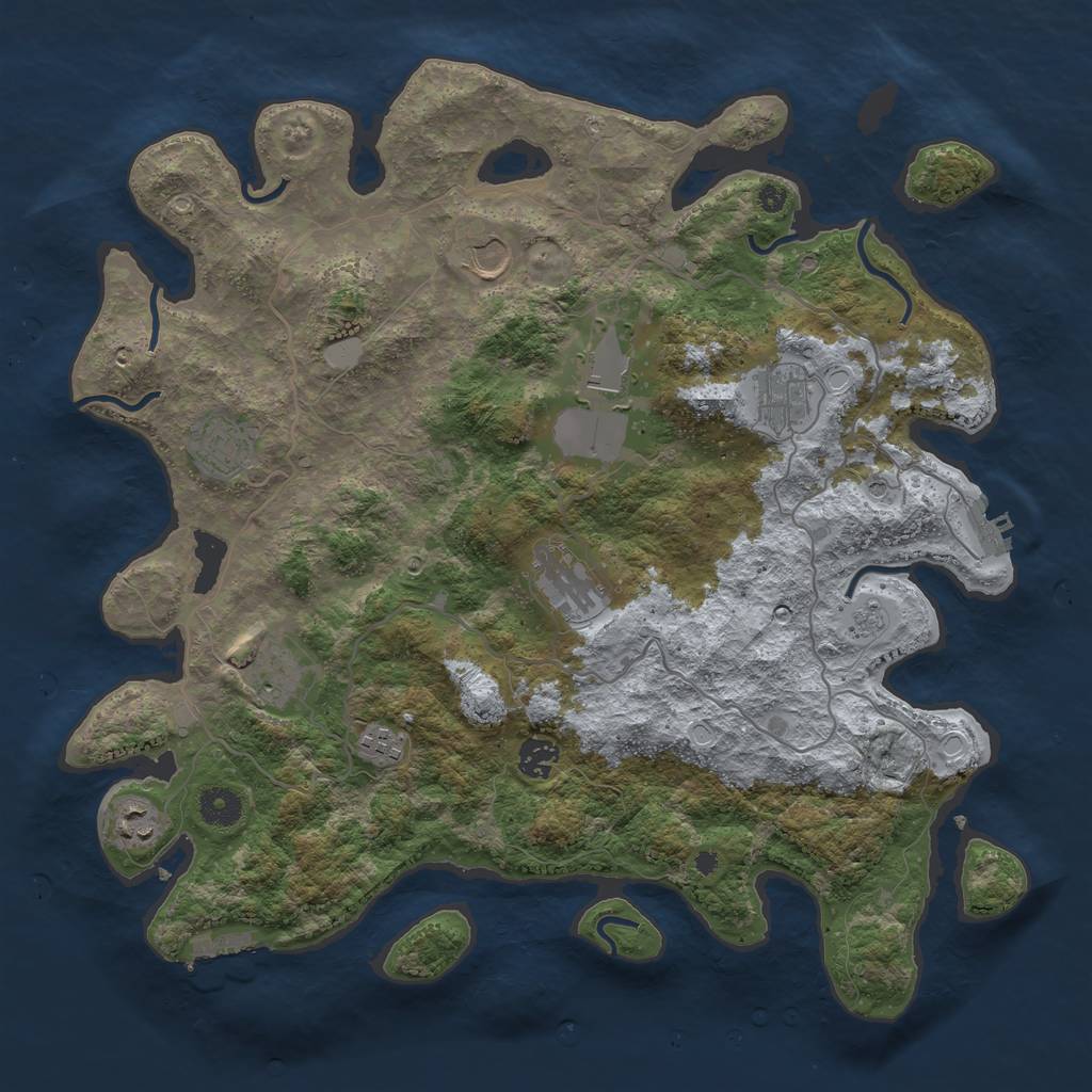 Rust Map: Procedural Map, Size: 4000, Seed: 546862, 16 Monuments