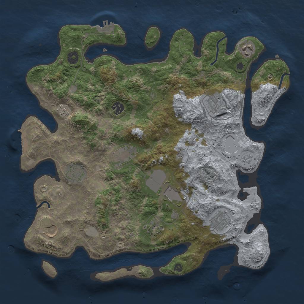 Rust Map: Procedural Map, Size: 3700, Seed: 5852093, 17 Monuments