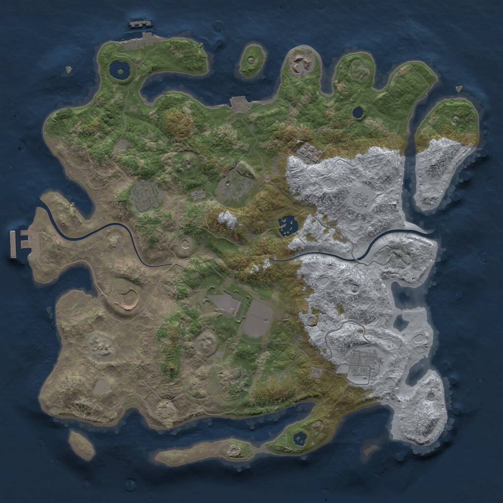 Rust Map: Procedural Map, Size: 3700, Seed: 5852093, 15 Monuments