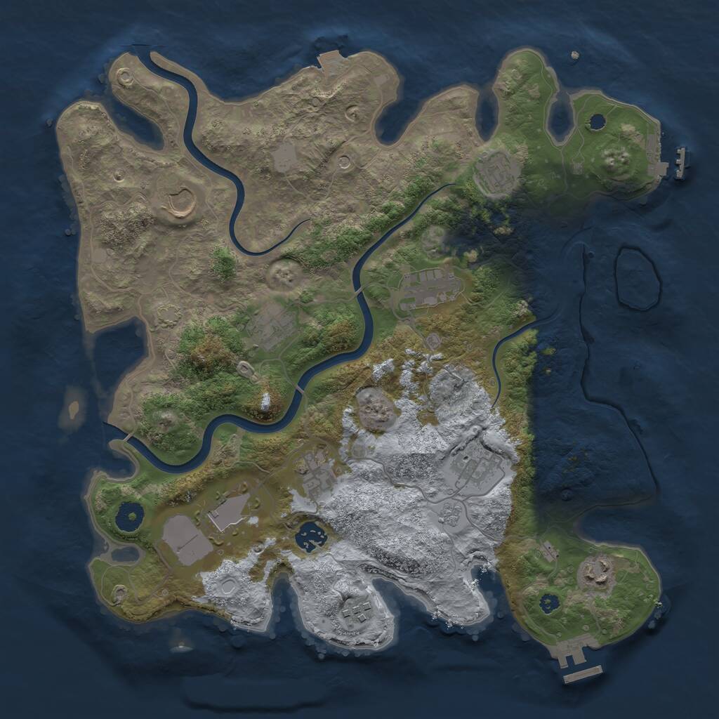 Rust Map: Procedural Map, Size: 3700, Seed: 2044765, 16 Monuments