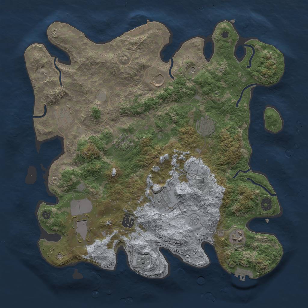 Rust Map: Procedural Map, Size: 3700, Seed: 2044765, 16 Monuments