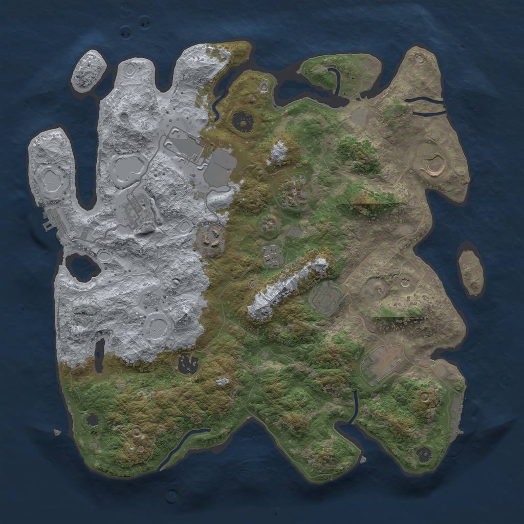 Rust Map: Procedural Map, Size: 3700, Seed: 26717, 16 Monuments