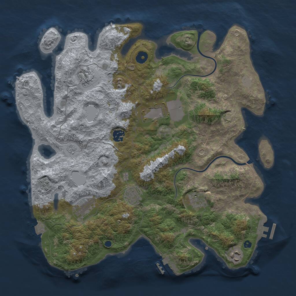 Rust Map: Procedural Map, Size: 3700, Seed: 26717, 14 Monuments