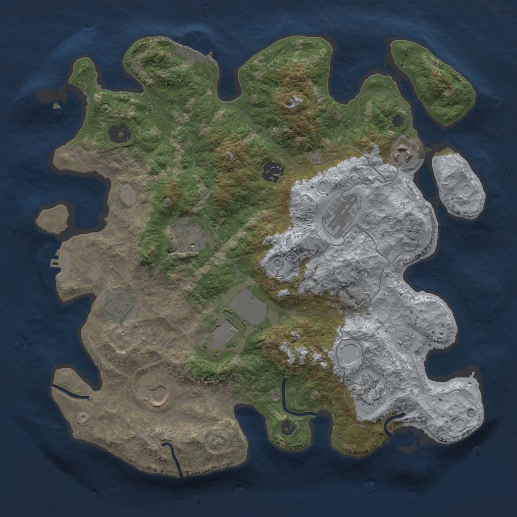 Rust Map: Procedural Map, Size: 3700, Seed: 18370, 16 Monuments