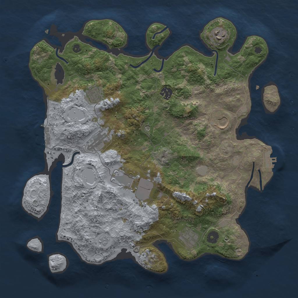 Rust Map: Procedural Map, Size: 3700, Seed: 3459754, 14 Monuments