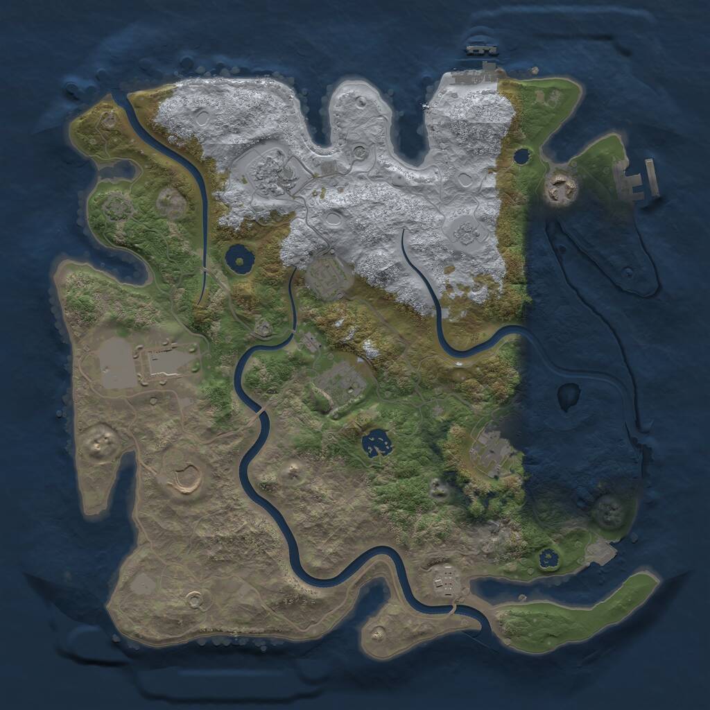 Rust Map: Procedural Map, Size: 3700, Seed: 1250664, 15 Monuments