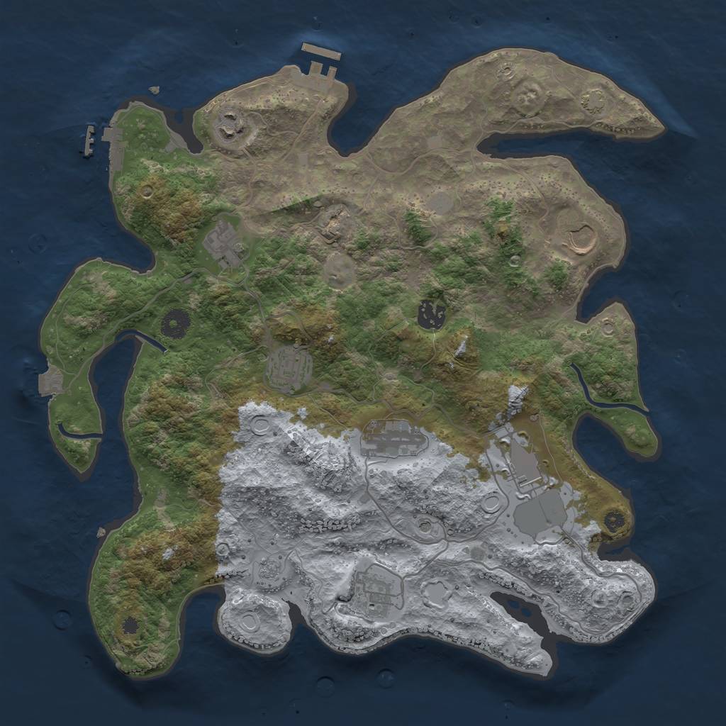 Rust Map: Procedural Map, Size: 3700, Seed: 3203604, 16 Monuments