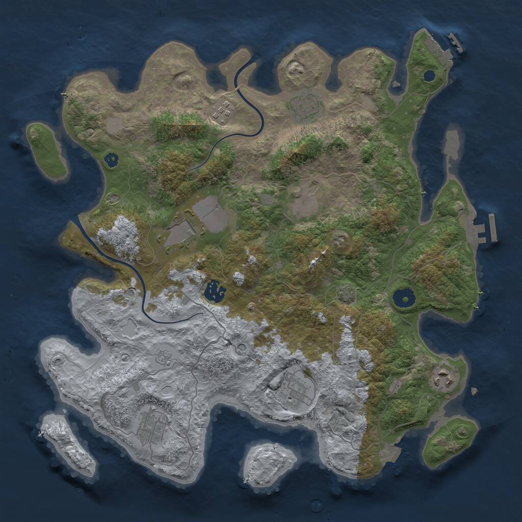 Rust Map: Procedural Map, Size: 3700, Seed: 4903980, 14 Monuments
