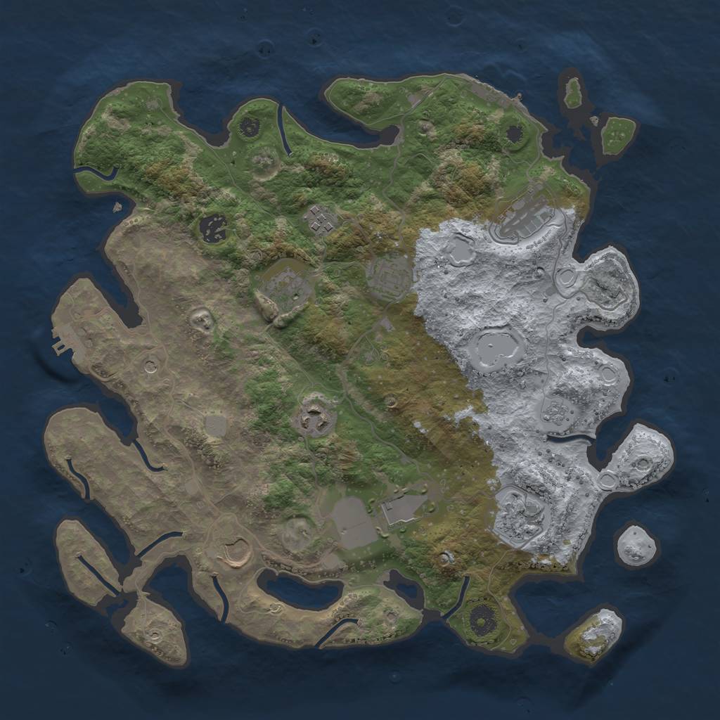 Rust Map: Procedural Map, Size: 3700, Seed: 2698847, 16 Monuments