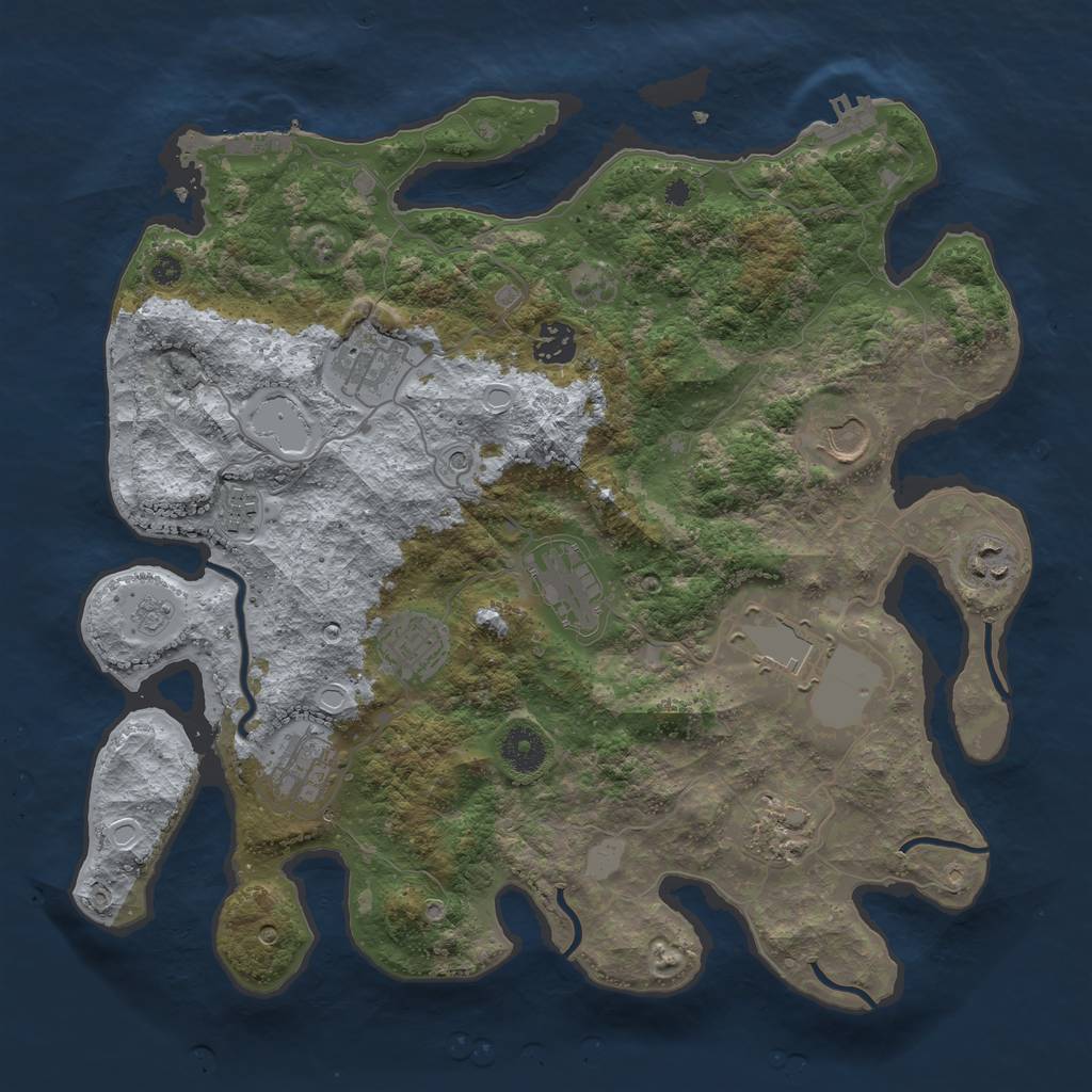 Rust Map: Procedural Map, Size: 3700, Seed: 5574741, 17 Monuments