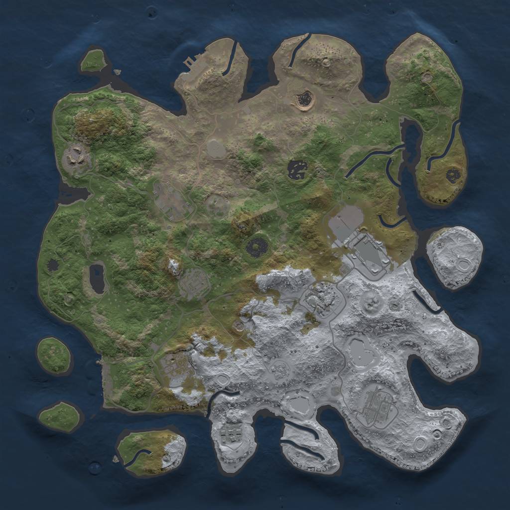 Rust Map: Procedural Map, Size: 3700, Seed: 5456332, 17 Monuments