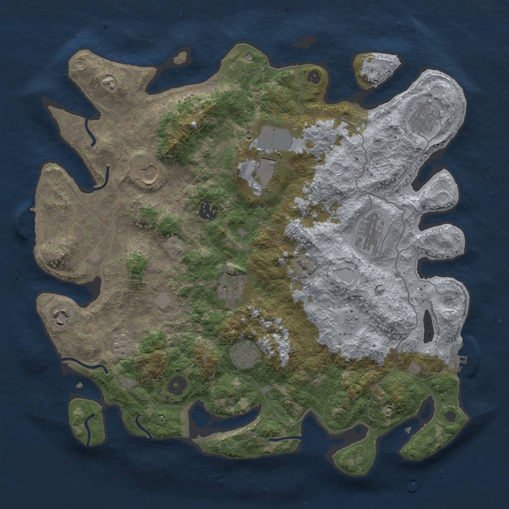 Rust Map: Procedural Map, Size: 4000, Seed: 2090, 16 Monuments