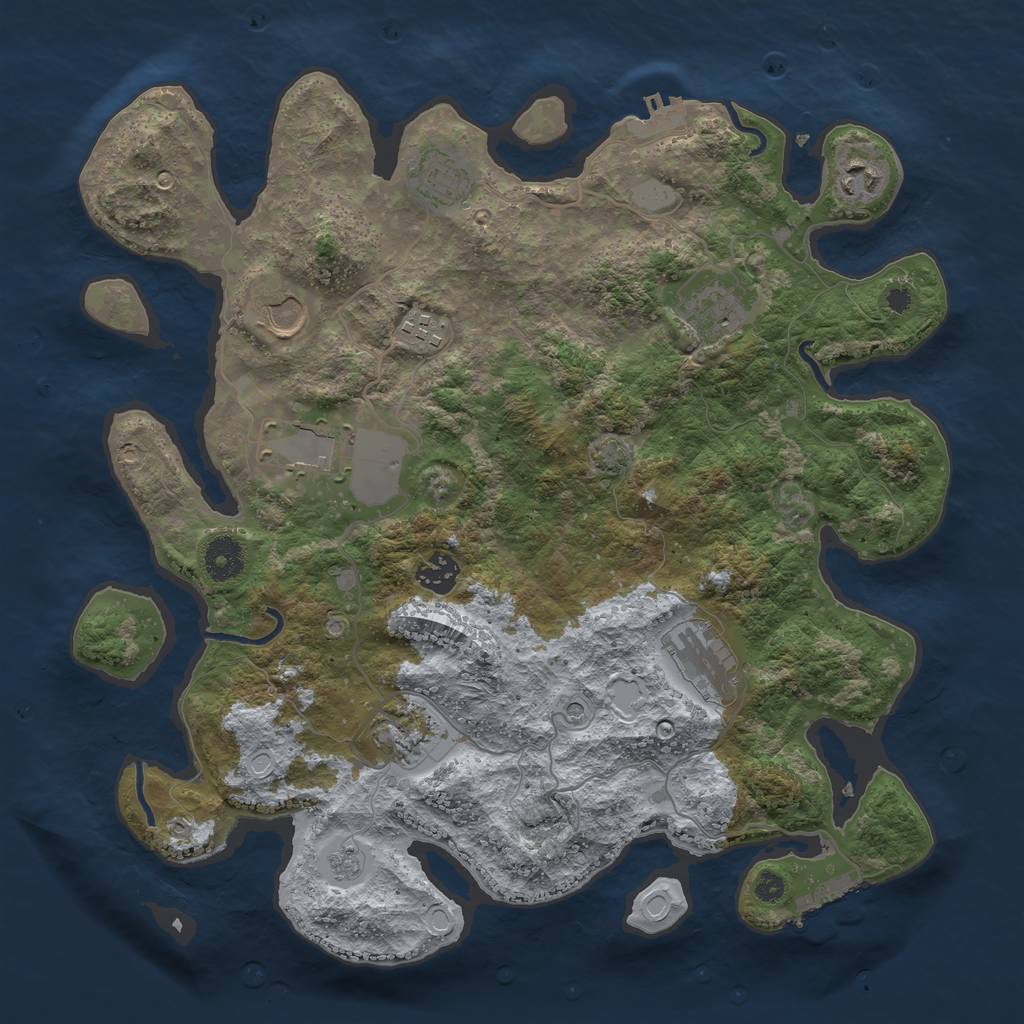 Rust Map: Procedural Map, Size: 3700, Seed: 2994068, 17 Monuments