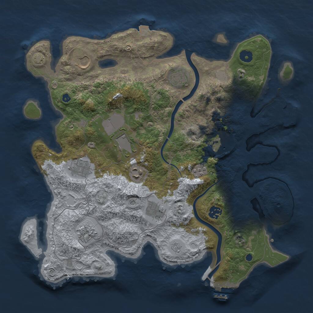 Rust Map: Procedural Map, Size: 3700, Seed: 6299184, 16 Monuments