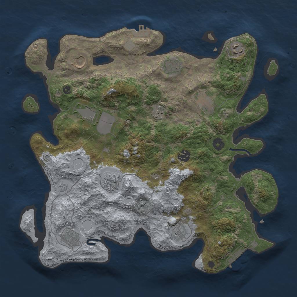 Rust Map: Procedural Map, Size: 3700, Seed: 6299184, 17 Monuments