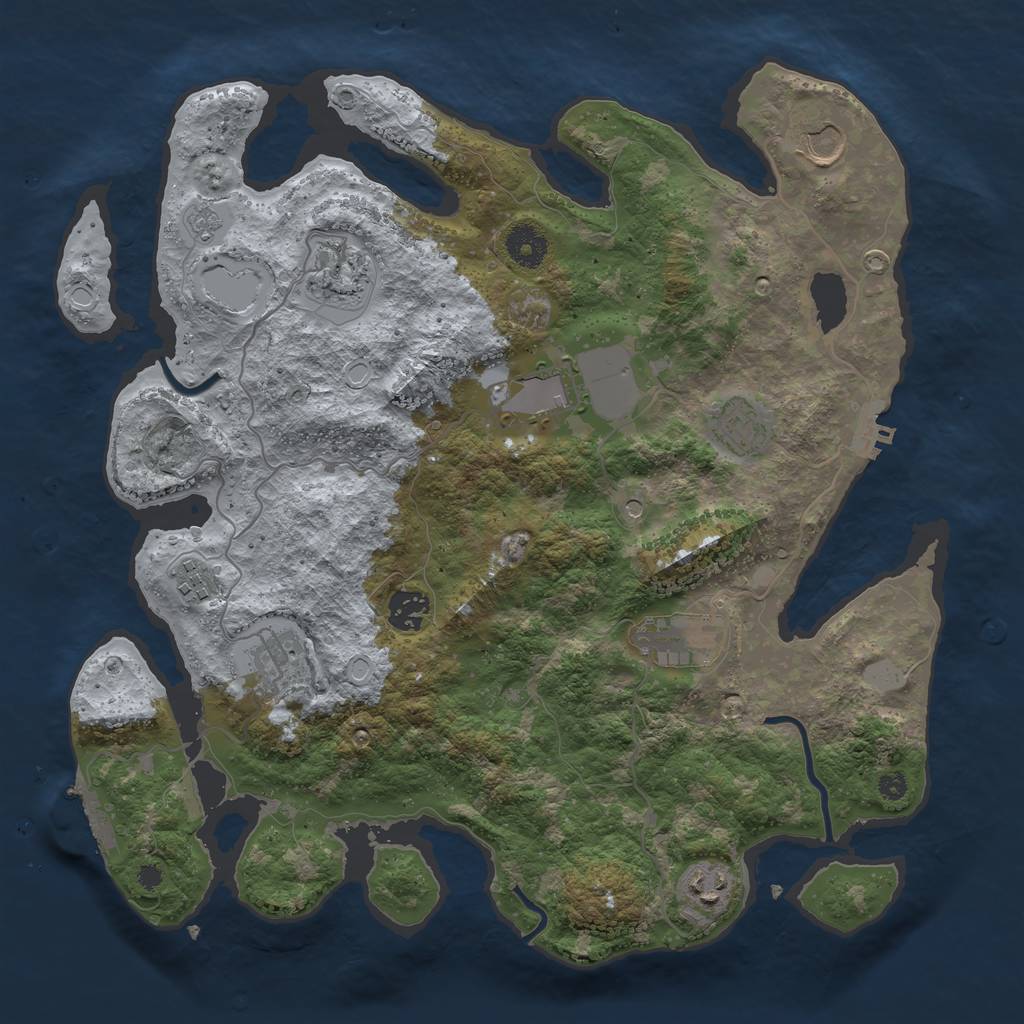 Rust Map: Procedural Map, Size: 3700, Seed: 729165, 16 Monuments