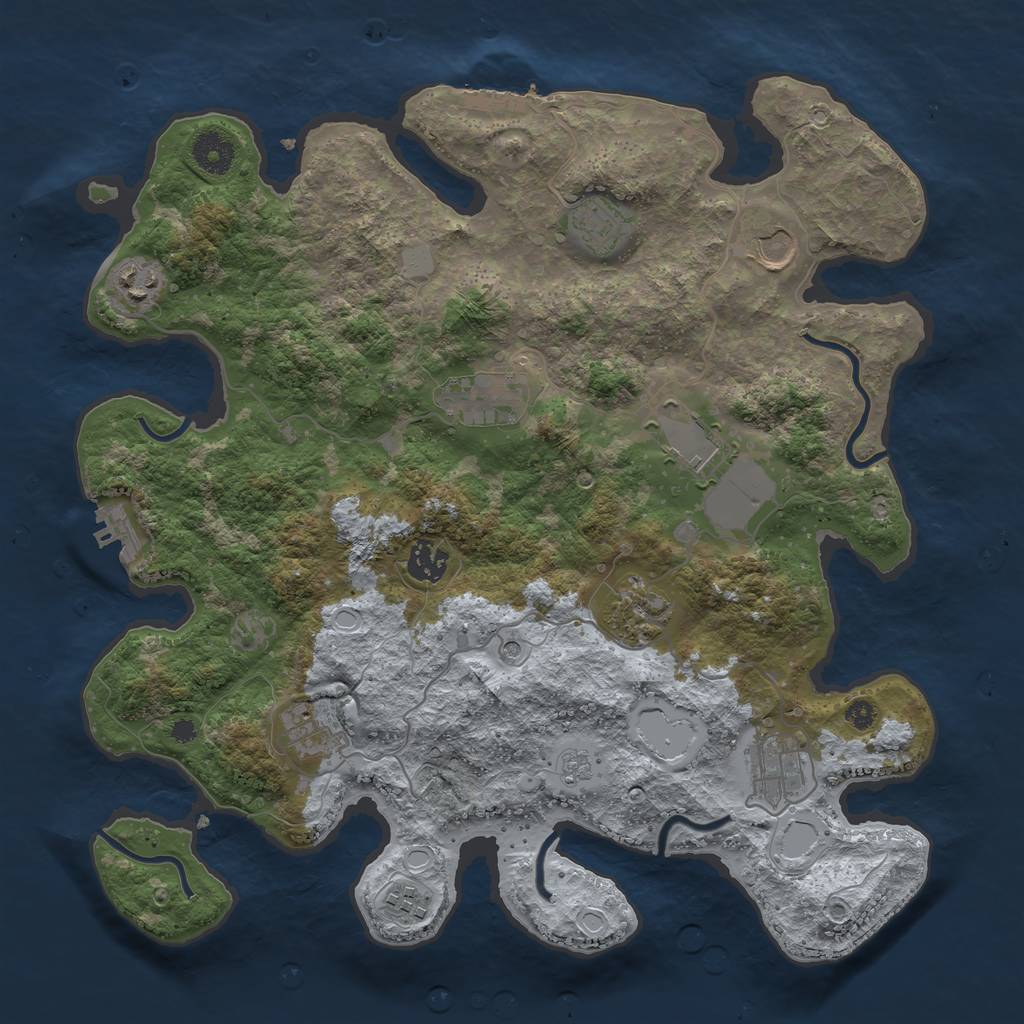 Rust Map: Procedural Map, Size: 3700, Seed: 6283381, 17 Monuments