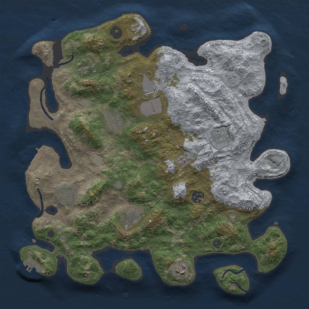 Rust Map: Procedural Map, Size: 3700, Seed: 2538793, 16 Monuments