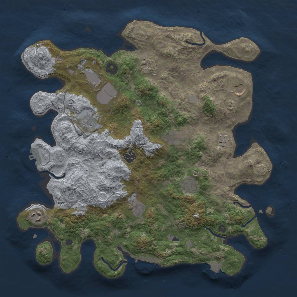 Rust Map: Procedural Map, Size: 3700, Seed: 438373, 18 Monuments
