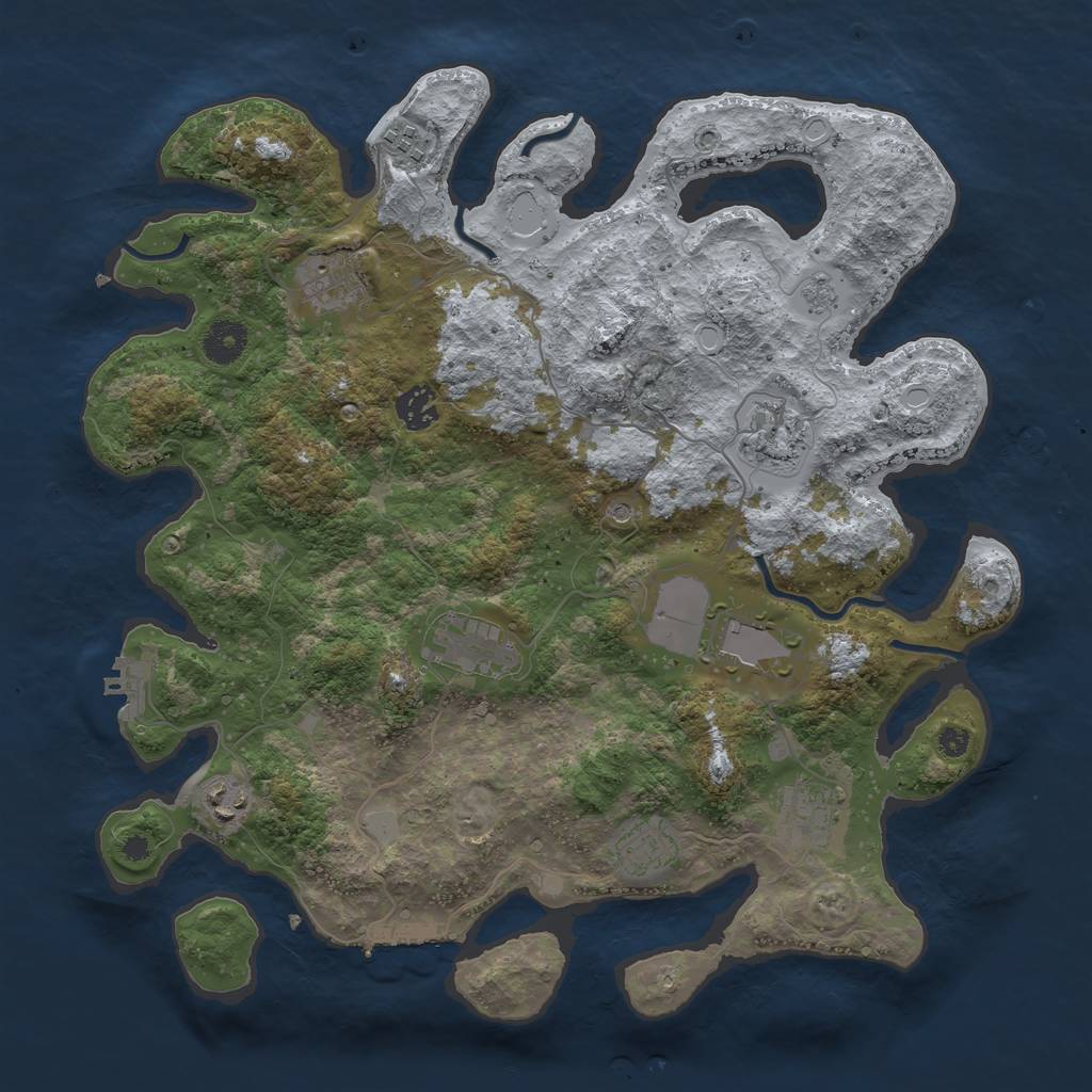 Rust Map: Procedural Map, Size: 3750, Seed: 115802126, 16 Monuments