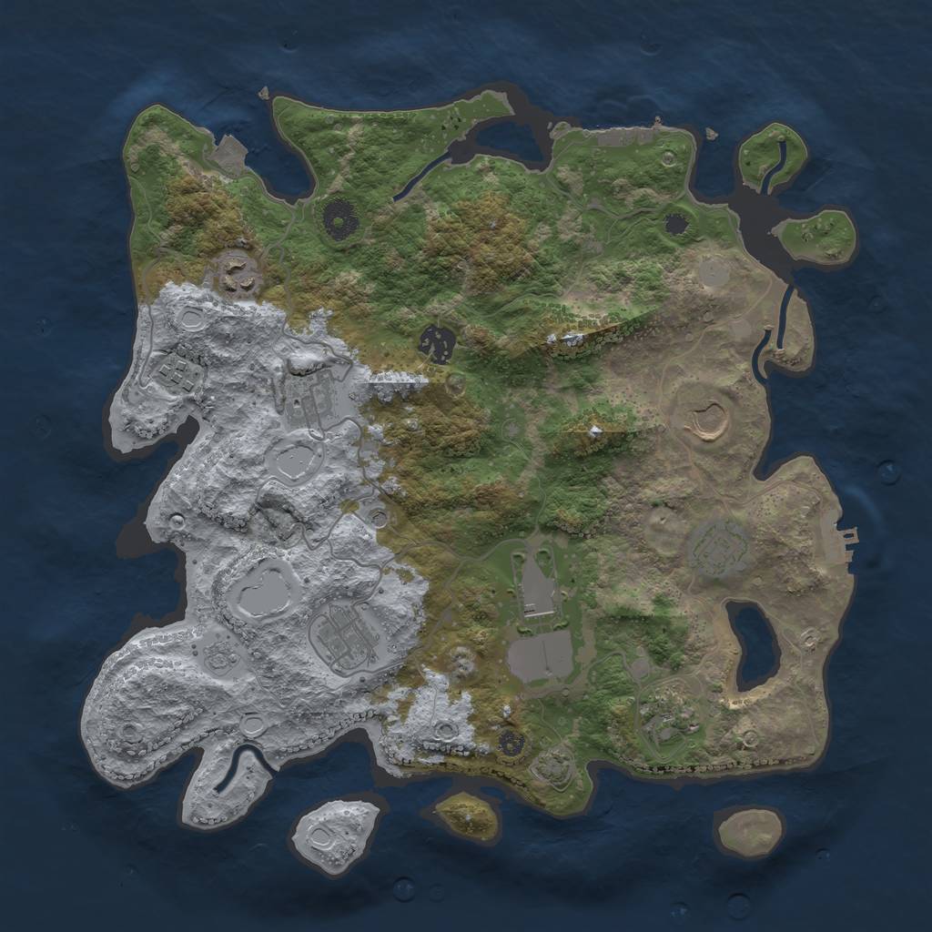 Rust Map: Procedural Map, Size: 3700, Seed: 5725483, 17 Monuments