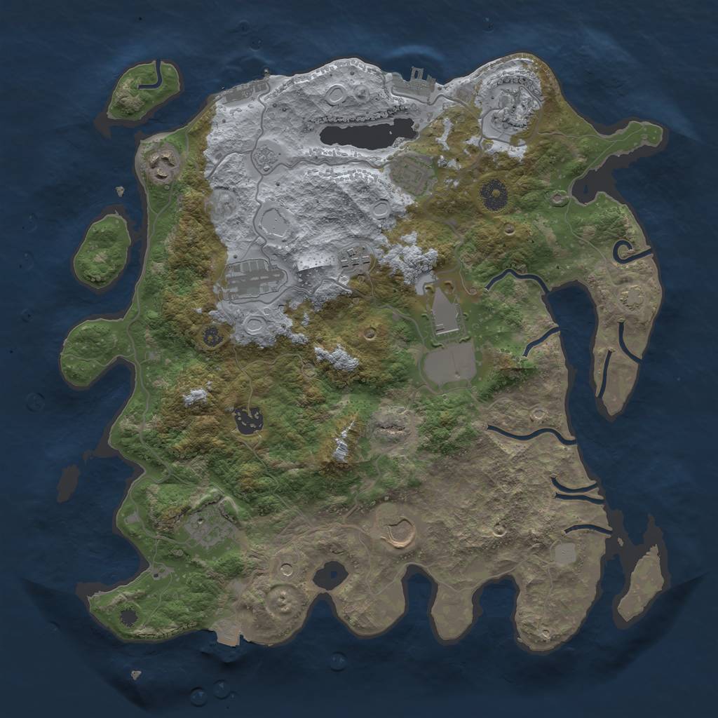 Rust Map: Procedural Map, Size: 3700, Seed: 6453393, 17 Monuments