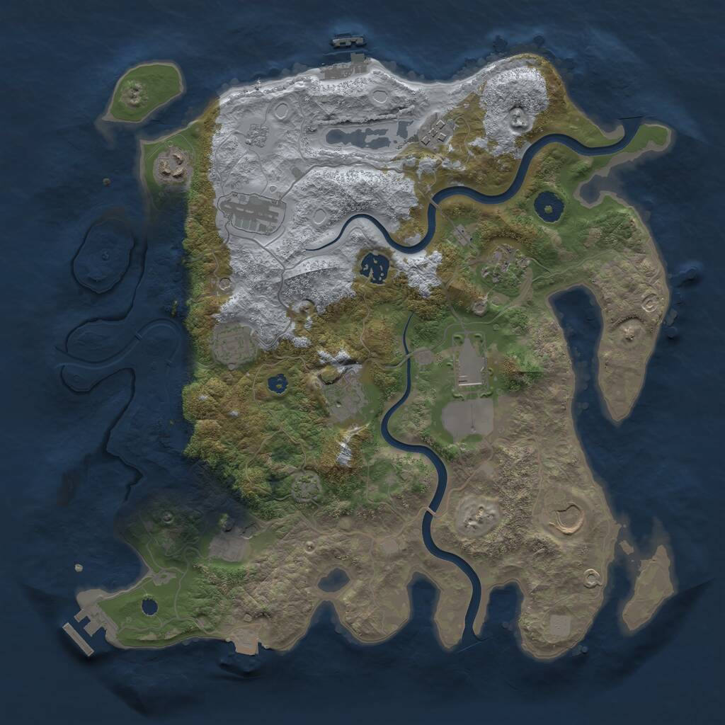 Rust Map: Procedural Map, Size: 3700, Seed: 6453393, 16 Monuments