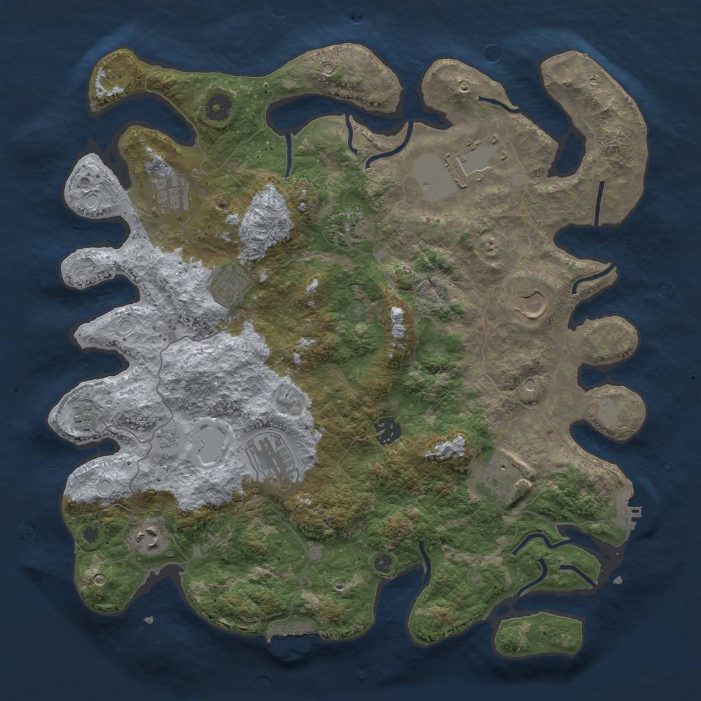 Rust Map: Procedural Map, Size: 3900, Seed: 123456, 17 Monuments