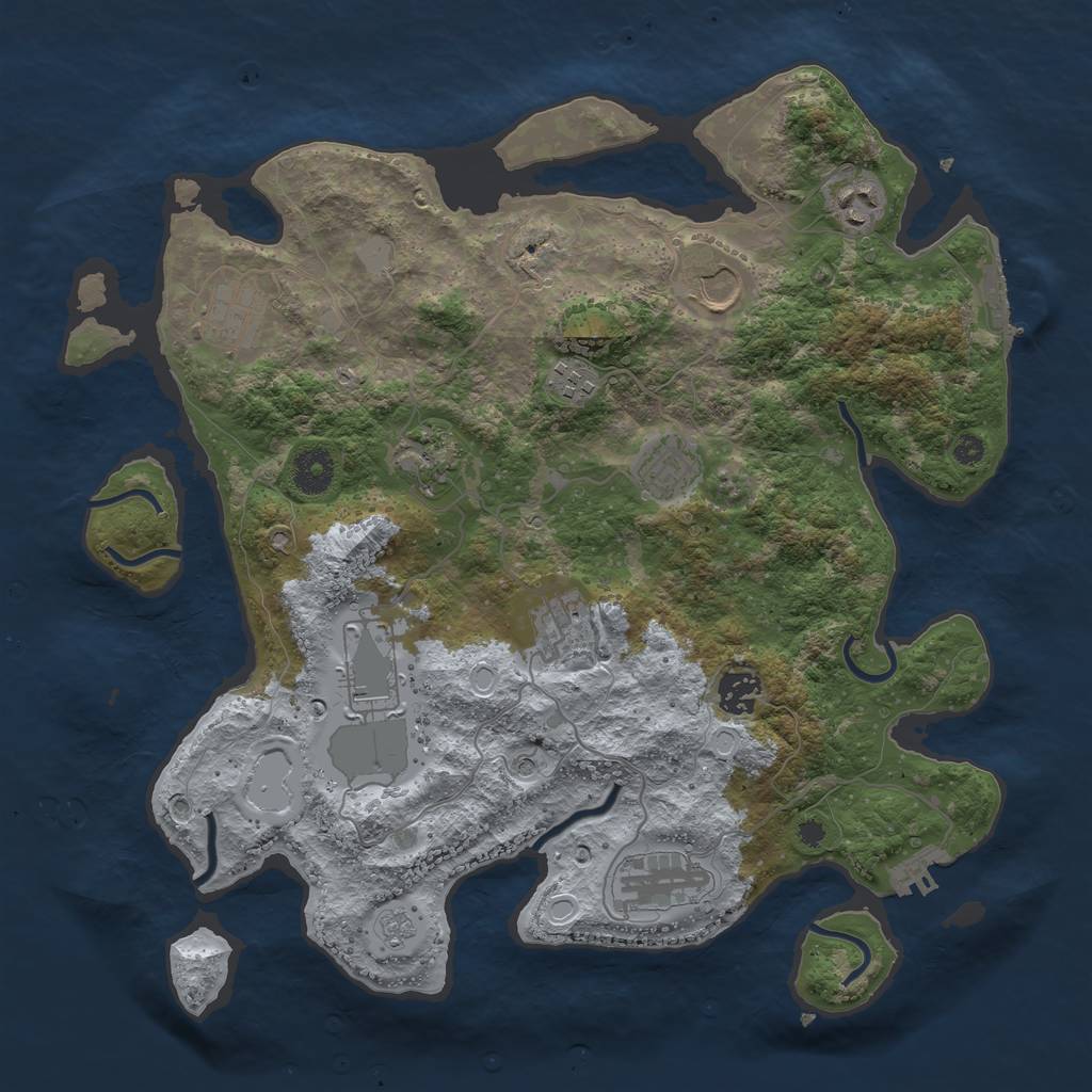 Rust Map: Procedural Map, Size: 3700, Seed: 26518, 17 Monuments