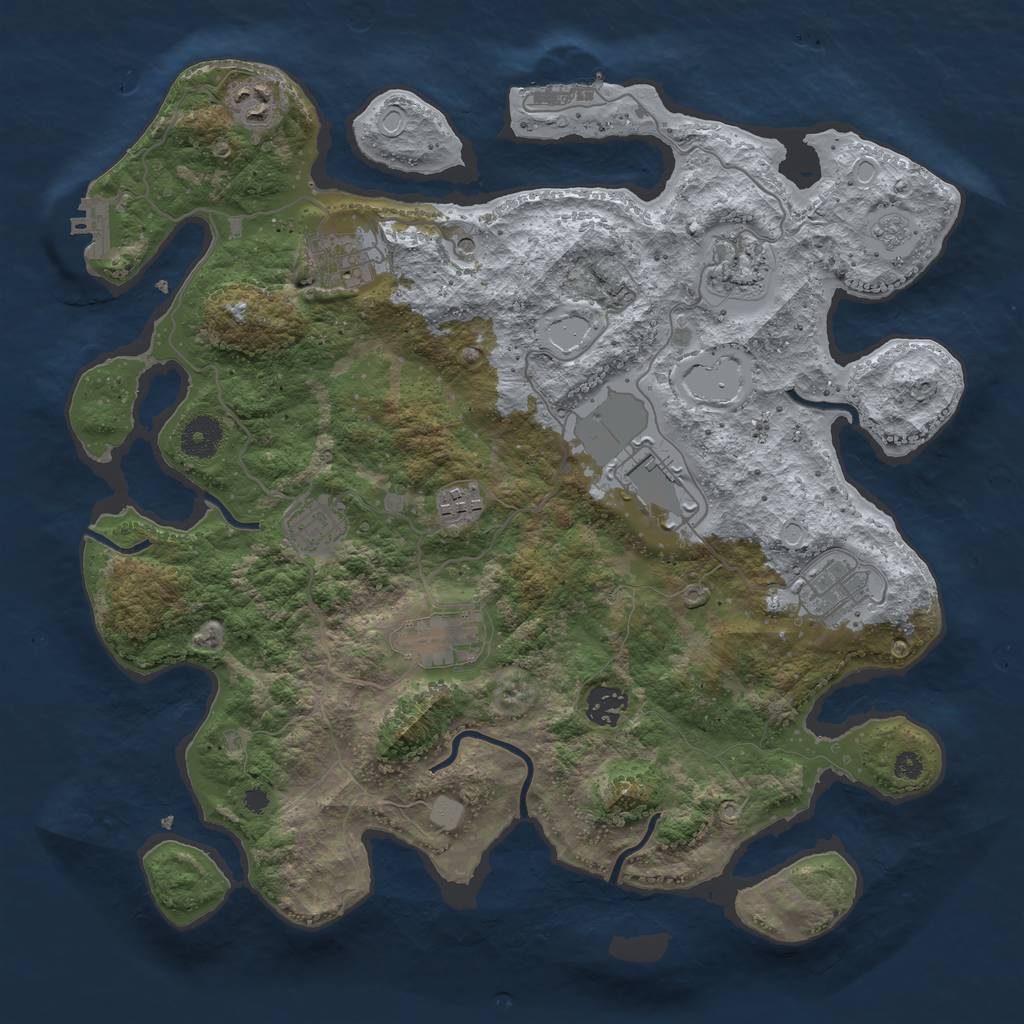 Rust Map: Procedural Map, Size: 3700, Seed: 110703, 16 Monuments