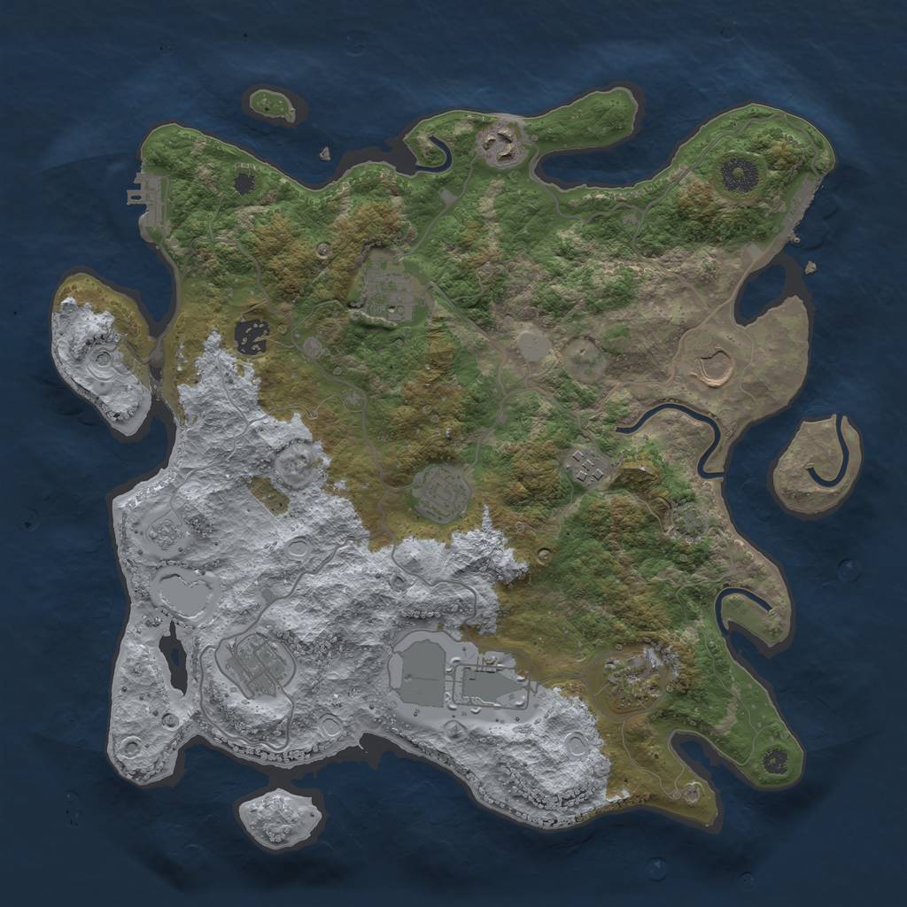 Rust Map: Procedural Map, Size: 3700, Seed: 2149297, 17 Monuments