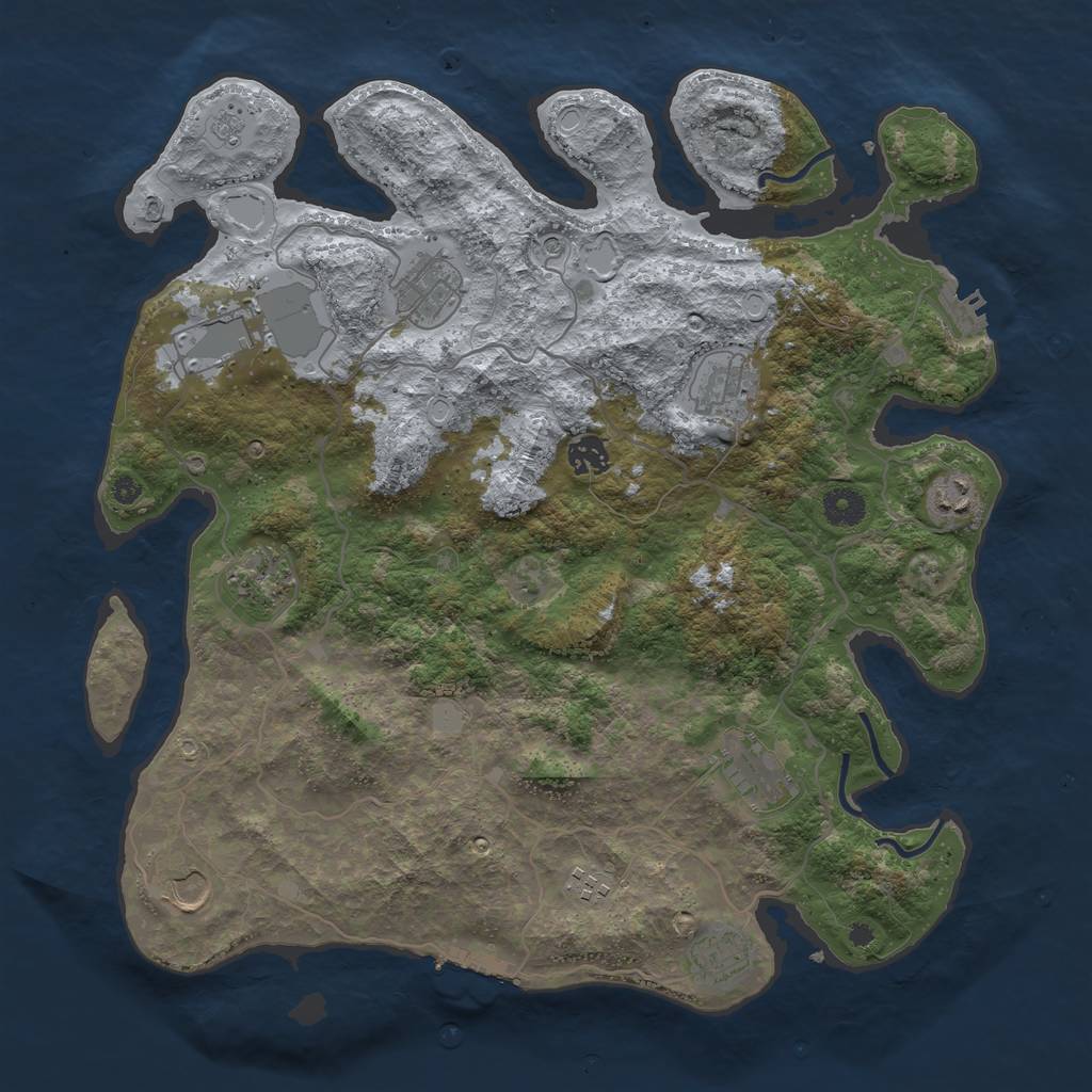 Rust Map: Procedural Map, Size: 4000, Seed: 539779, 17 Monuments