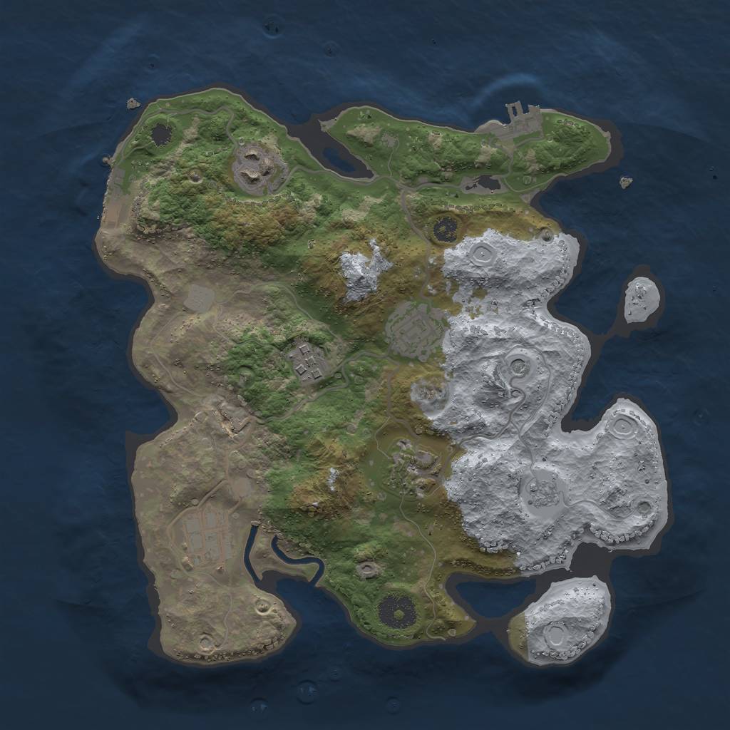 Rust Map: Procedural Map, Size: 3000, Seed: 12345642, 12 Monuments