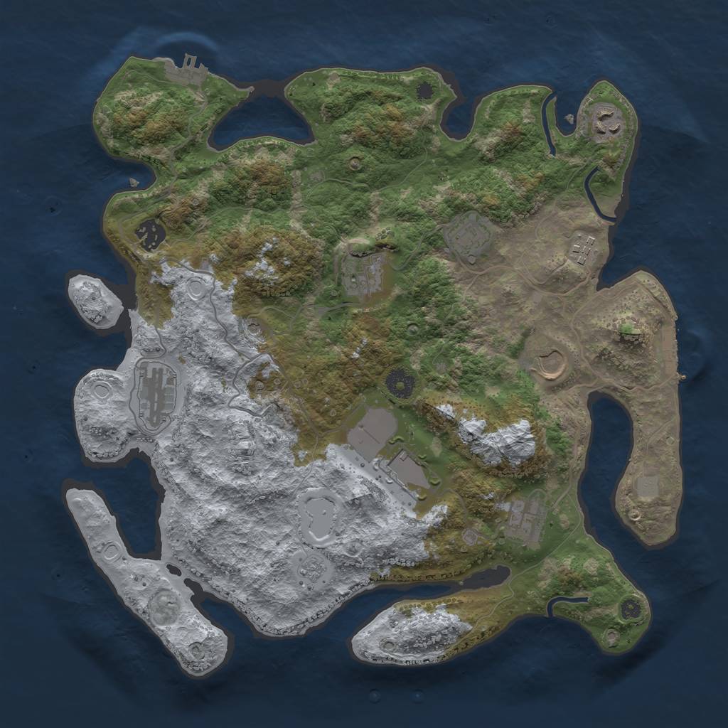 Rust Map: Procedural Map, Size: 3700, Seed: 397927, 16 Monuments