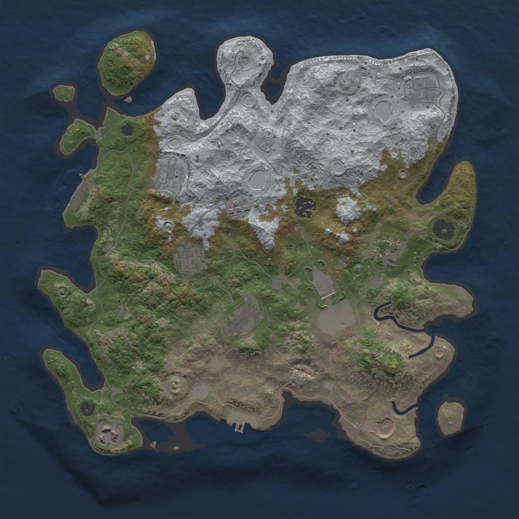 Rust Map: Procedural Map, Size: 3700, Seed: 4060050, 17 Monuments