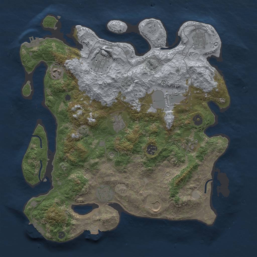 Rust Map: Procedural Map, Size: 3700, Seed: 4541409, 18 Monuments