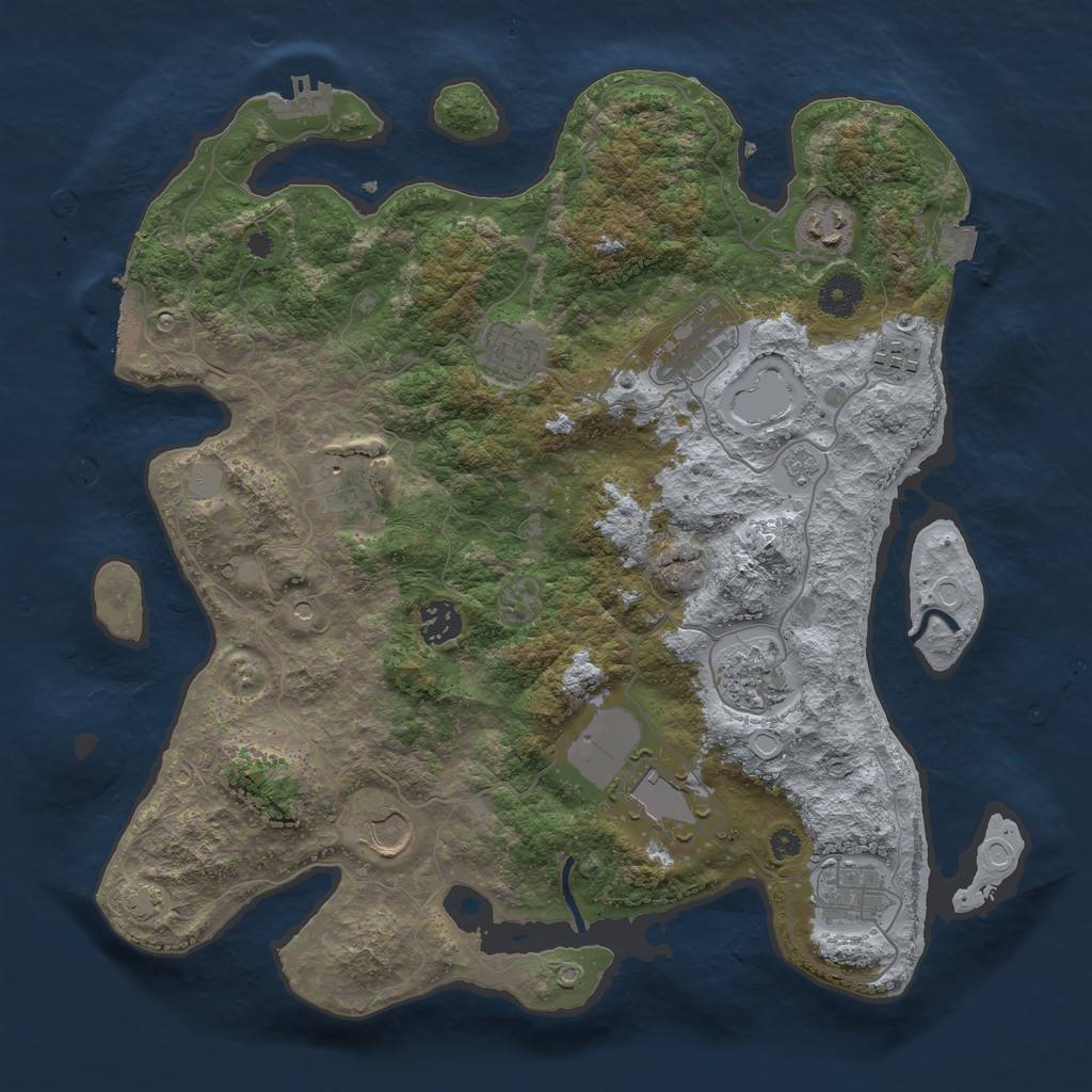 Rust Map: Procedural Map, Size: 3700, Seed: 1612247, 18 Monuments