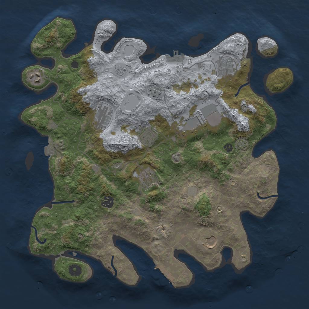 Rust Map: Procedural Map, Size: 3700, Seed: 2054043, 17 Monuments